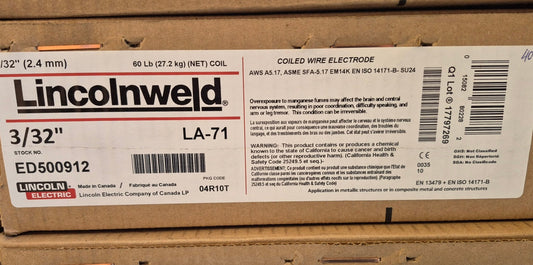 Fil électrode en bobine Lincolnweld LA-71 – 3/32" (2,4 mm) – 27,2 kg